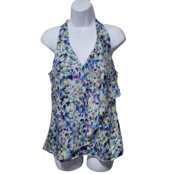 Ann Taylor Tops - Ann Taylor Petite Multicolor V-Neck Sleeveless Halter Blouse 8P